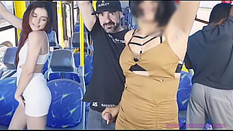 A Voluptuous Woman Is Fondled And Ejaculated On Amidst A Busy Bus Ride!