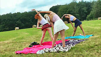 Gymnastics Girls In School Uniforms Show Off Their Tight Pussies In The Great Outdoors