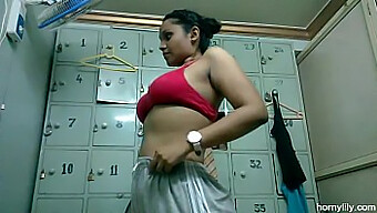 Indian Girl Lily Works Out Naked In Gym