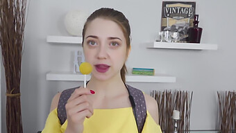 Teen (18+) With Small Tits Licks A Lollipop In A Hardcore Video