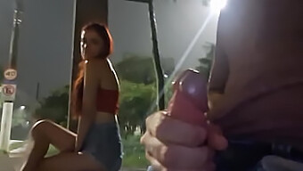 Emely'S Daring Public Handjob With A Stranger Near A Bus Stop