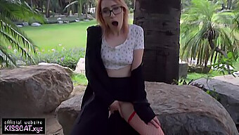 Public Girl In Stockings Swallows Cum In Outdoor Sex Show