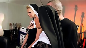 Nylon-Clad Nuns Engage In A Sinful Group Encounter