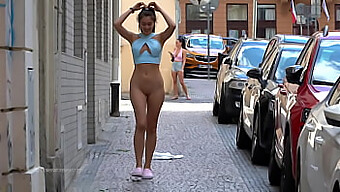 Hot Brunette Flaunts Her Body In Public