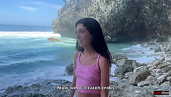 Being Stranded On A Deserted Island With A Strange Man And Engaging In Rough Sex And Creampie.